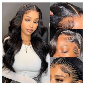 Human Hair with Baby Hair Natural Color 22 Inch